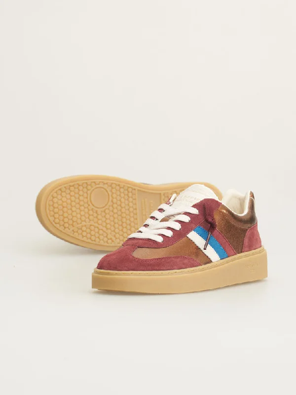 Serafini Court Trainers Bronze, Burgundy & Milk