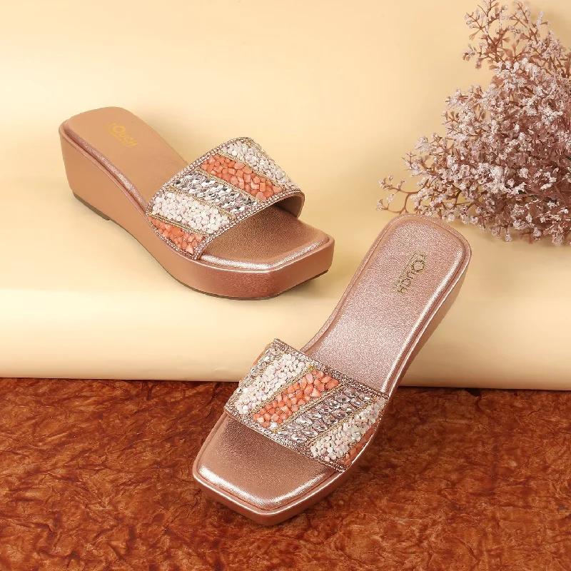 Elegant Glitter Strap Backless Slip-On Sandals