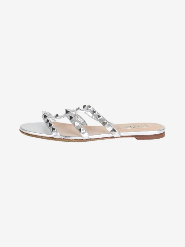 Silver Rockstud sandals - size EU 37