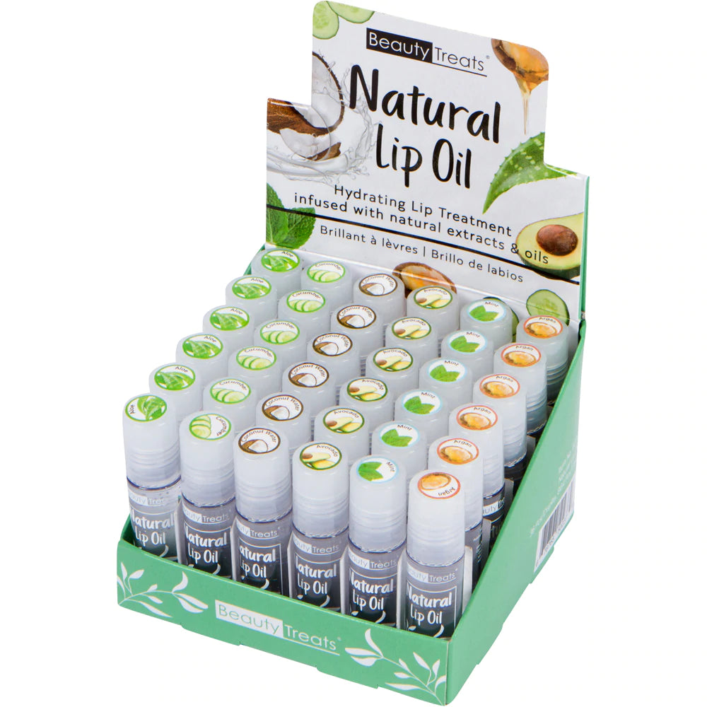 BEAUTY TREATS - NATURAL LIP OIL - 36 PCS DISPLAY