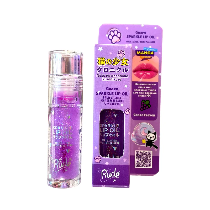 RUDE COSMETICS - SPARKLE LIP OIL GRAPE-(1PC)