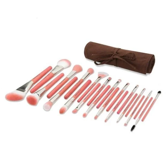 Pink Bambu Complete 14pc. Brush Set with Roll-up Pouch